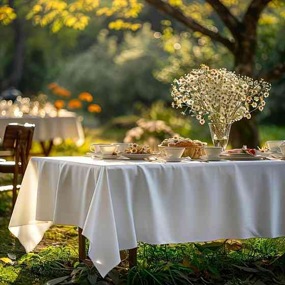 Скатерть  атласная праздничная Leeseph 145х260см белая Одесса