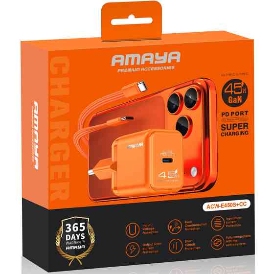 Уценка СЗУ Amaya E450S PD45W GaN (1USB-C) + кабель Type-C to Type-C Херсон