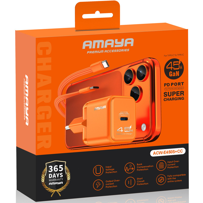 Уценка СЗУ Amaya E450S PD45W GaN (1USB-C) + кабель Type-C to Type-C Херсон - зображення 2