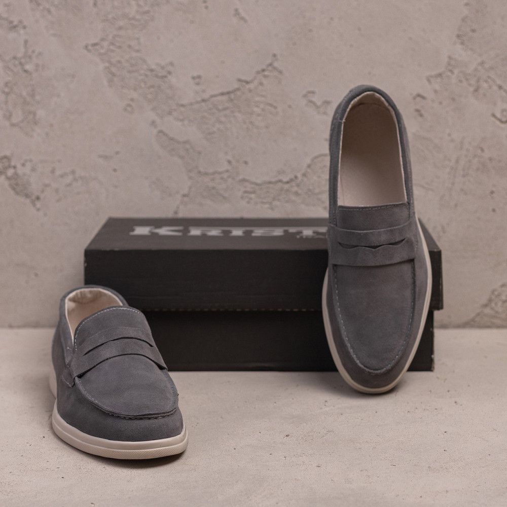 Мужские кожаные лоферы Light gray Киев - изображение 5