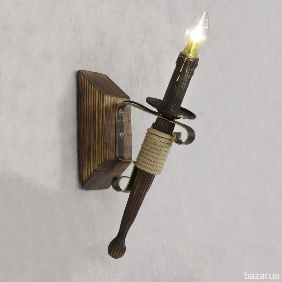 Бра настенное 1 свеча Е14 серии Fakel Джут 110721 Винница - изображение 1