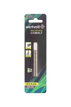 Сверло для металла WERTVOLL HSS 3.0х61 мм COBALT DIN 338 набор 2 шт DR-5030 Харків