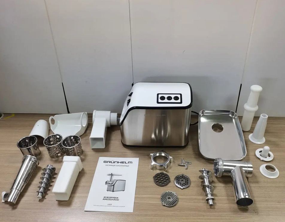 Мясорубка электрическая Grunhelm AMG2634ASSJ 2600 Вт серебристая Київ - зображення 9