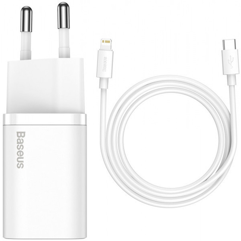 СЗУ Baseus Super Si Quick Charger 20W (1USB-C) + кабель Type-C to Lightning (TZCCSUP-B) Херсон - зображення 1