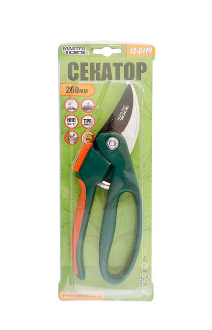 Секатор садовый MASTERTOOL 200 мм с ручками ABS-пластик с покрытием TPR лезвие тефлоновое Mn65 14-61 Харків - зображення 2