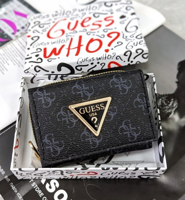 Міні гаманець жіночий чорний Guess міні конверт AN85 Киев - изображение 1