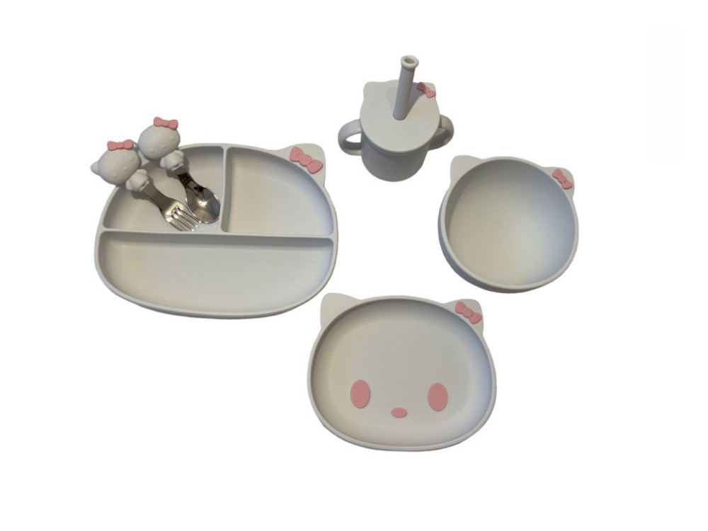 Детский силиконовый набор посуды для кормления Дракоша (зеленый) 7 предметов (код 00192) Киев - изображение 1