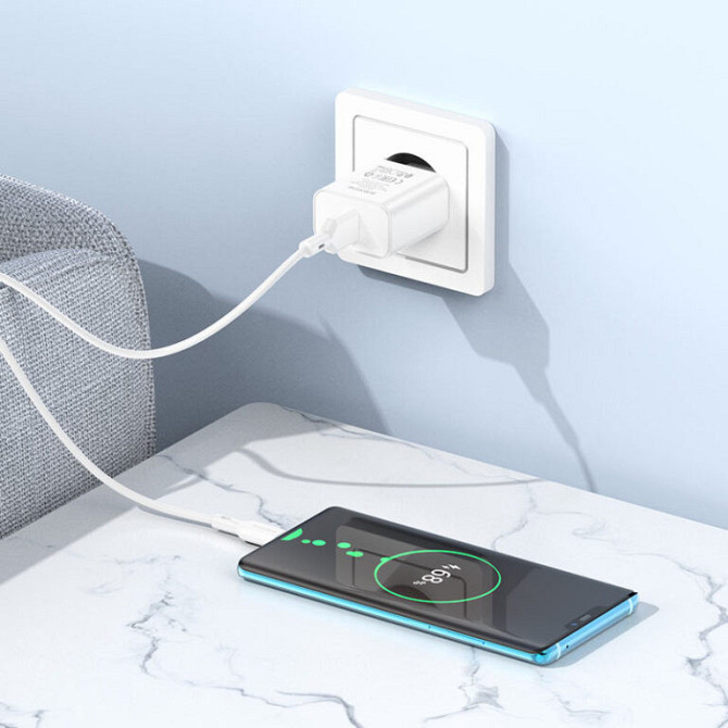 СЗУ Borofone BA72A Spring QC3.0 (1USB-A) + кабель USB to Type-C Херсон - зображення 3