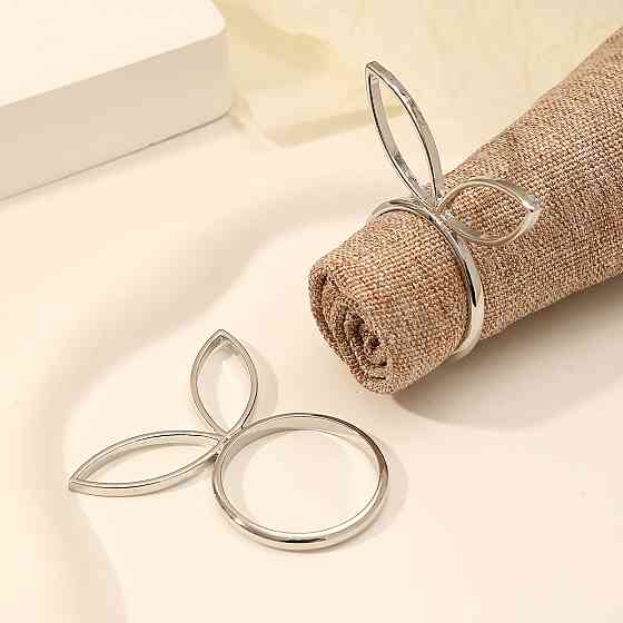 Крупные кольца для салфеток Leeseph с ушками серебряные, набор 6 шт. Одеса