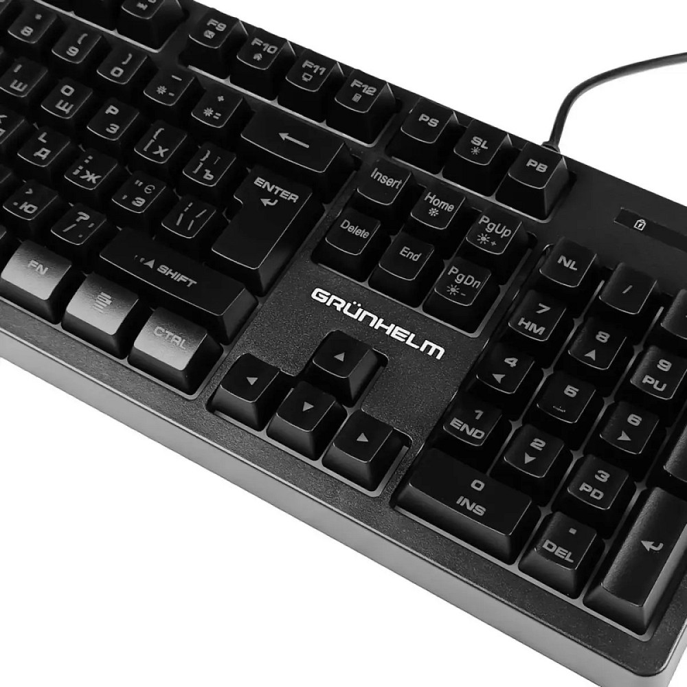 Клавиатура компьютерная проводная игровая Grunhelm KB-610WD 1.5 м черная Київ - зображення 4