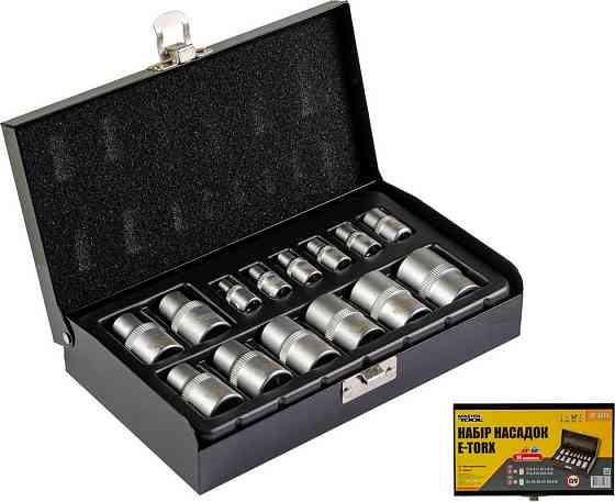 Набор головок торцевых E-TORX MASTERTOOL ¼" E4-E10 ½" E10-E22 CrV 14 шт металлический кейс 78-1414 Харьков