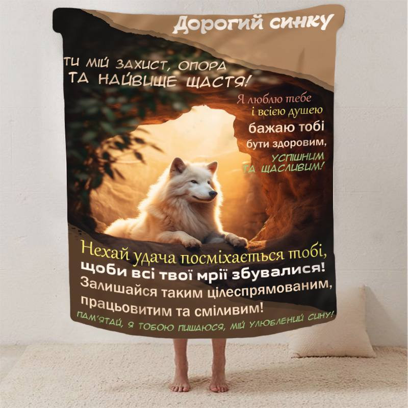 Плед 3D зі своїми побажаннями синові "Кохання в ковдрі" 2883_A 13224 160х200 см Київ - зображення 1