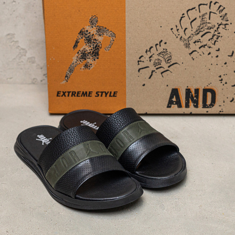 Мужские кожаные  летние шлепанцы-сланцы Jordan Київ - зображення 9