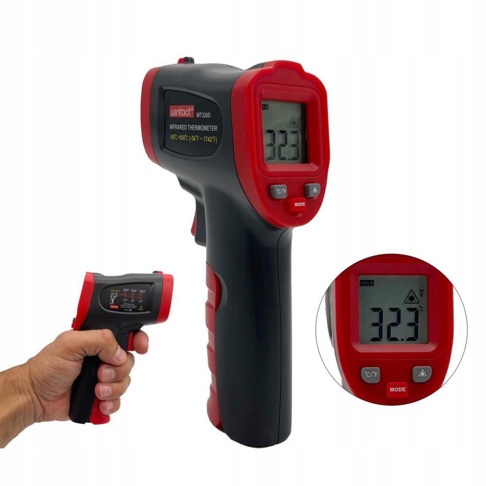 Бесконтактный инфракрасный термометр (пирометр) -50-950℃, 12:1, EMS=0,1-1  WINTACT WT326D Харків - зображення 1