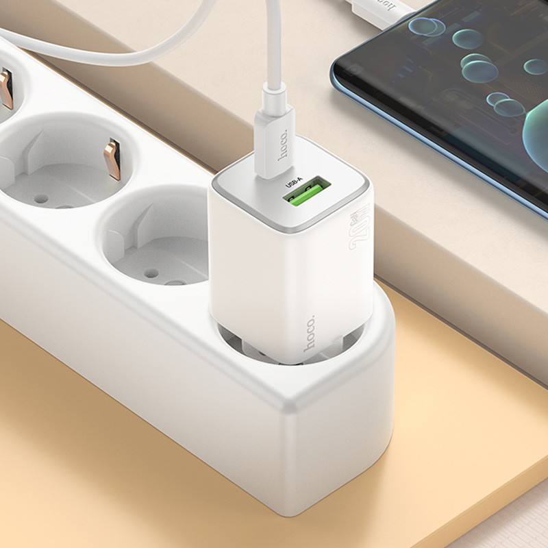 СЗУ Hoco N41 Almighty PD20W+QC3.0 (1USB-A/1C) + кабель Type-C to Type-C Херсон - зображення 4