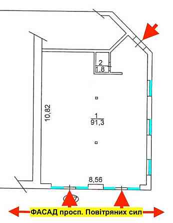 Оренда магазин / автосалон / шоурум 93м2, просп. Повітряних сил, 90 Київ