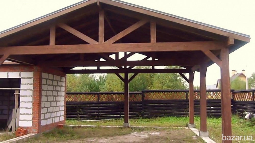 Деревянный навес. Шатер из дерева. Веранда деревянная. Терраса Киев - изображение 7