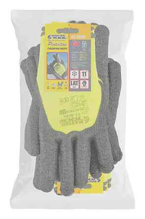 Перчатки акриловые MASTERTOOL утепленные с морщинистым латексным покрытием ¾ 11" 12 пар неоново-черн Харків