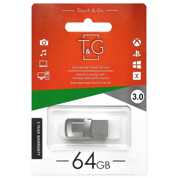 Флеш пам'ять T&G 104 64GB Metal Series USB 3.0/Type-C Silver (TG104TC-64G3) Харьков - изображение 2