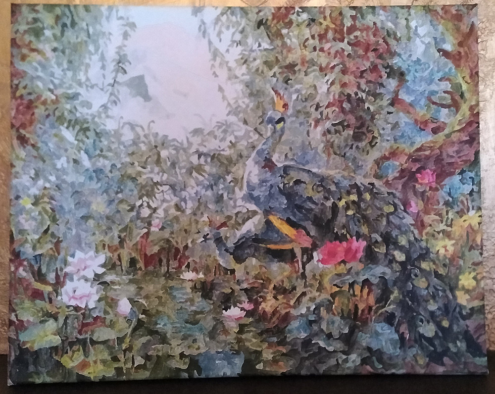 Готовая картина по номерам "Сказочные павлины" 40х50 см Вишневе - зображення 1