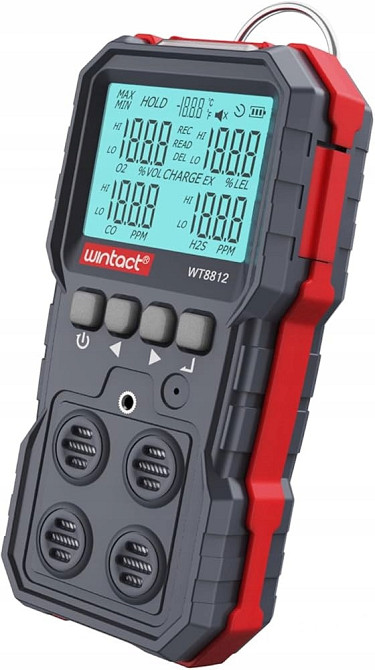 Газоанализатор 4-в-1 (кислород (O2), монооксид углерода (CO), сероводород (H2S), горючий газ WINTACT Харків - зображення 5