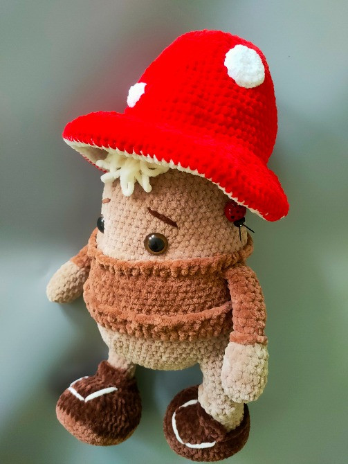 Іграшка м'яка в'язана Грибочок 48 см велика ручна робота подарунок сувенір Нововолинськ - зображення 2