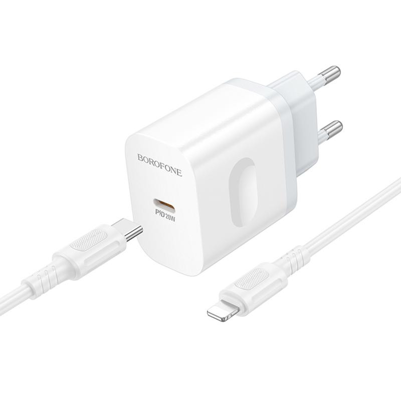СЗУ Borofone BA99A Breeze PD20W (1USB-C) + кабель Type-C to Lightning Херсон - зображення 3
