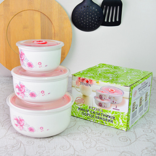 Набір салатників з кришкою Stenson MС-4157 3 шт Киев - изображение 1