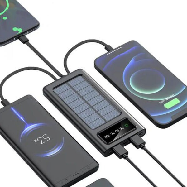Портативний зарядний пристрій на 20000mAh, Power Bank на сонячній батареї, Колір: чорний синiй Одеса - зображення 5