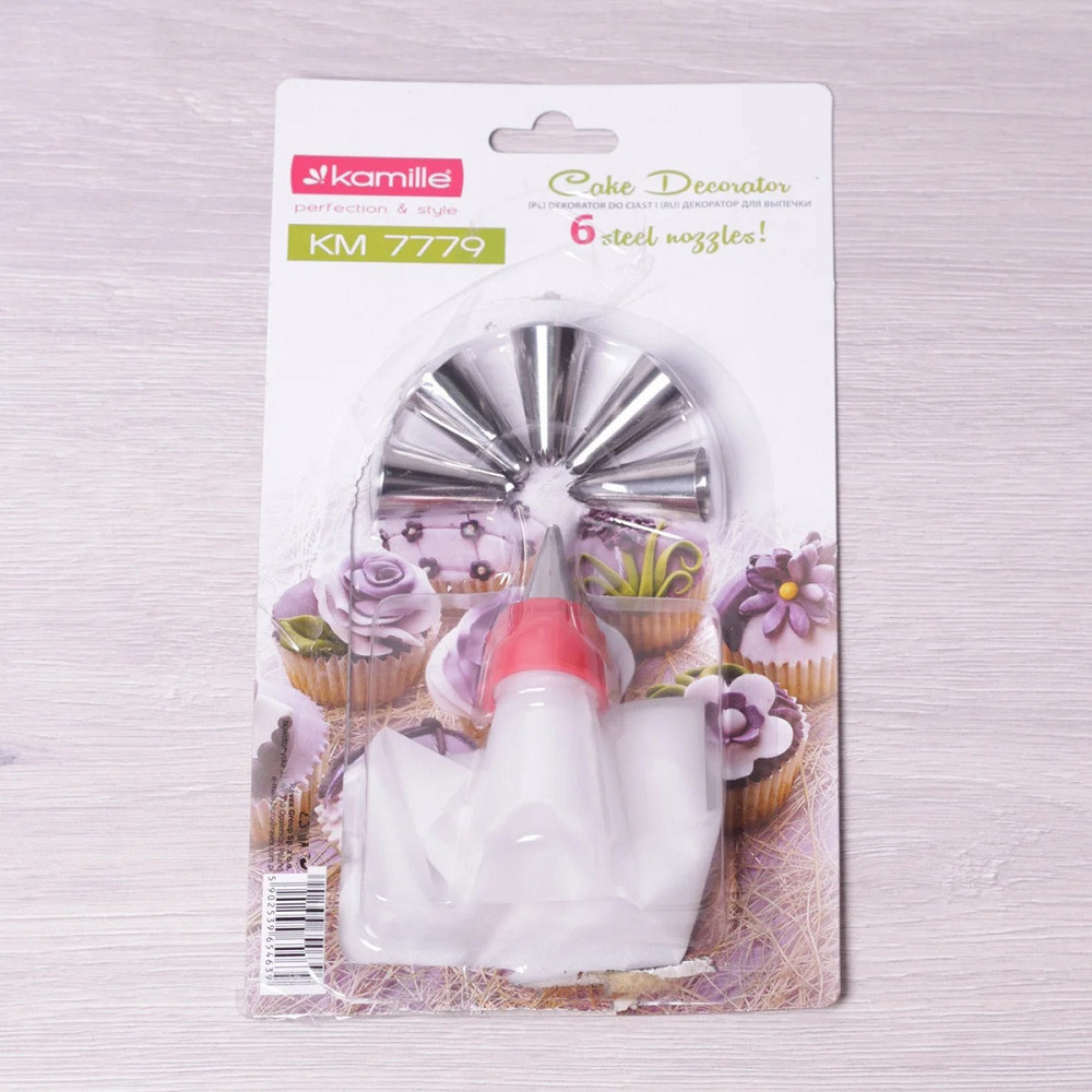Кондитерский мешок Kamille с переходником и 6 стальными насадками Одесса - изображение 5