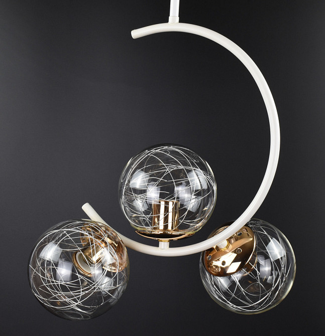 Люстра стельова на 3 лампочки 068/3-wh-cl Білий 48-120х26х34 см. Київ - зображення 1