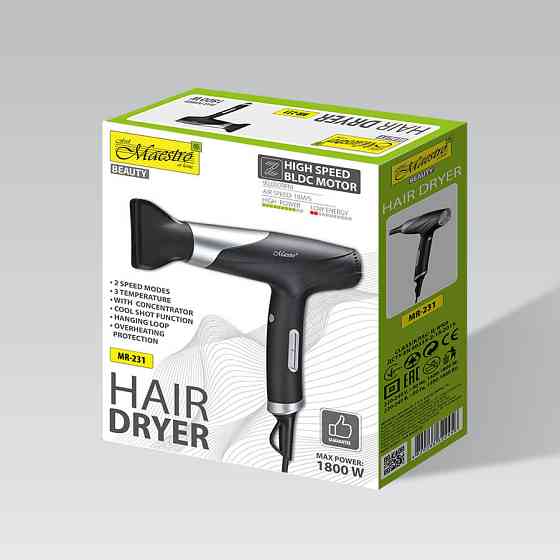 Фен Maestro MR-231 1800 Вт черный Київ