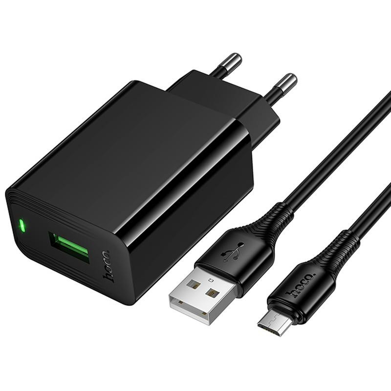СЗУ Hoco CS92A Leader 18W+QC3.0 (1USB-A) + кабель USB to MicroUSB Херсон - изображение 3