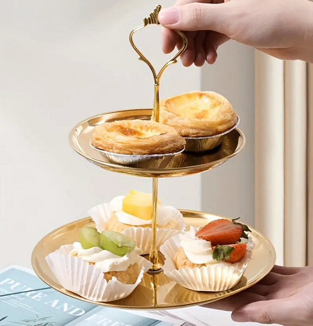 Подставка 2-ярусная Leeseph для праздничной сервировки золотая Одеса - зображення 5