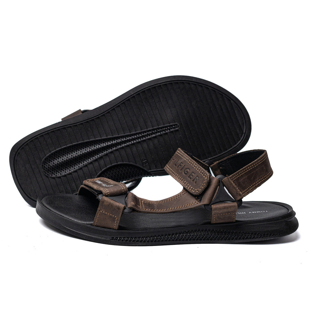 Мужские кожаные сандалии Tommy Hilfiger Brown Киев - изображение 1