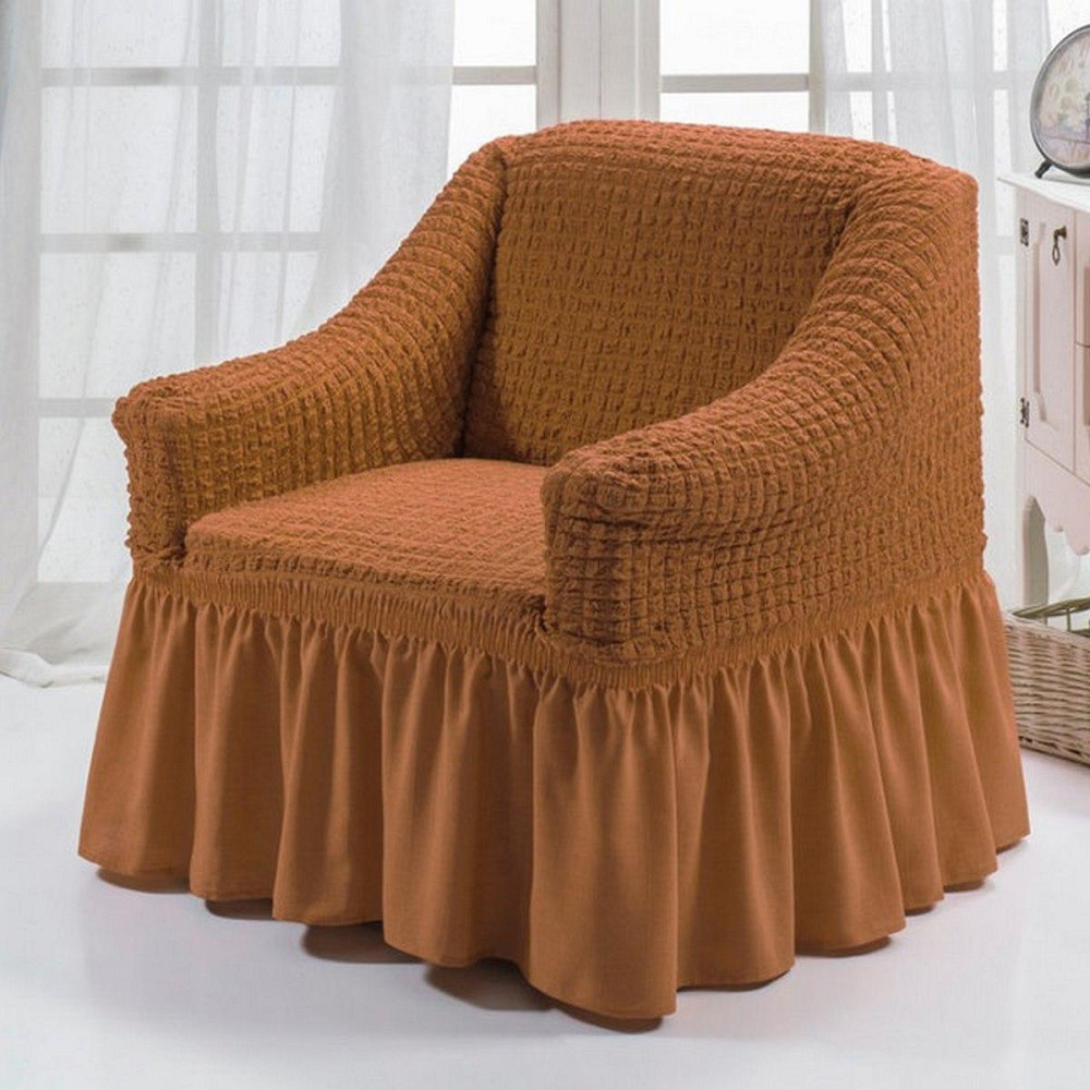 Чохол на крісло з спідницею Темно-гірчичний Burumcuk Arya Туреччина AR-1063214-gorchica Київ - зображення 1