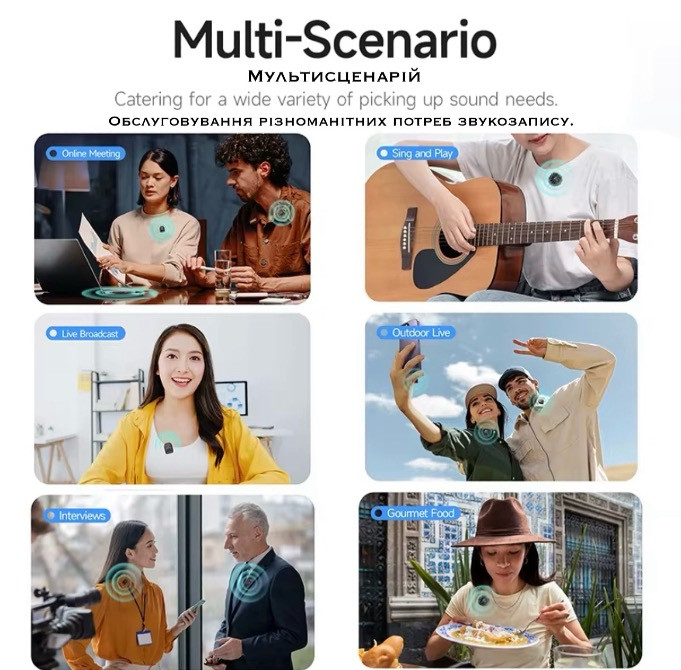 Продам новый беспроводной двойной петличный микрофон H01 Type-C + iOS с шумоподавлением и кейсом Київ - зображення 4