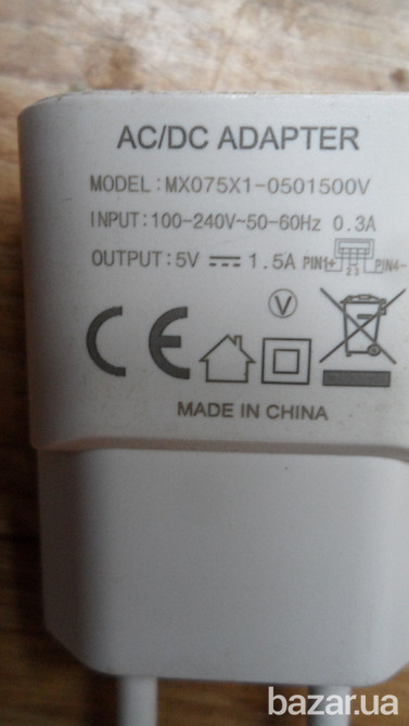 Оригінальна Зарядка-Адаптер MX075X1-0501500V(5V-1,5A)+USB-провід Львів - зображення 2