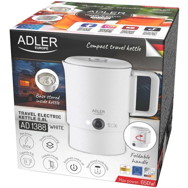 Электрочайник Adler AD 1388 white 0.8 л белый Киев - изображение 7