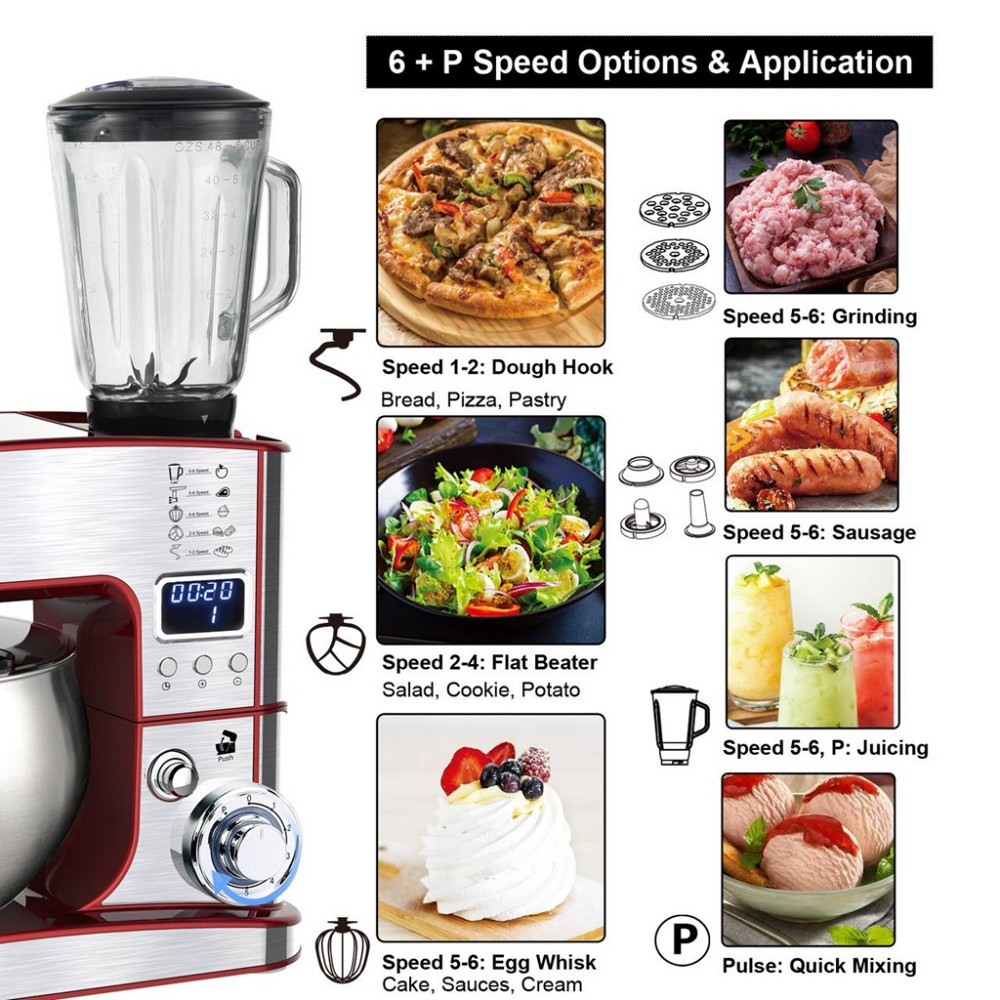 Кухонный комбайн 7 в 1 Zepline ZP-135-Red 4200 Вт красный Київ - зображення 4