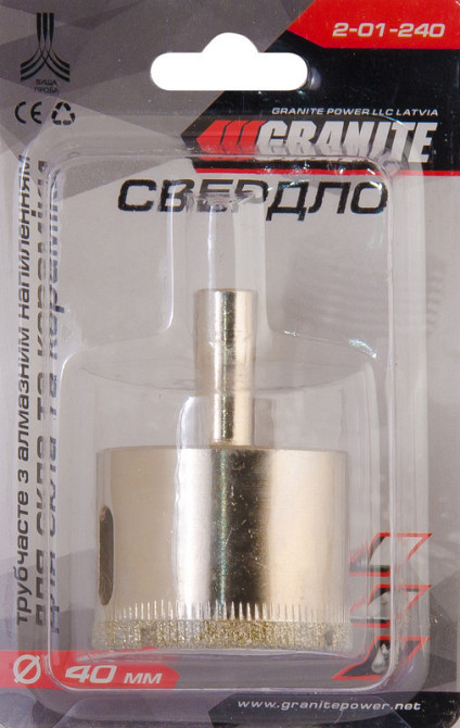 Сверло для стекла и керамики GRANITE трубчатое с алмазным напылением 40 мм 2-01-240 Харьков - изображение 4