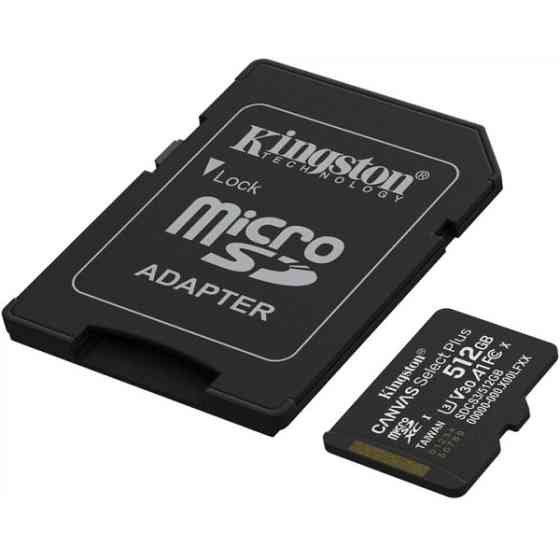 Карта пам'яті Kingston microSDXC 512GB Canvas Select Plus UHS-I R150MBs + SD-адаптер (SDCS3/512GB) Харків