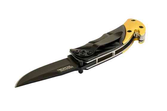 Нож складной MASTERTOOL "BULAT" 150х29х17 мм черное нержавеющее лезвие алюминиевая рукоятка стропоре Харків