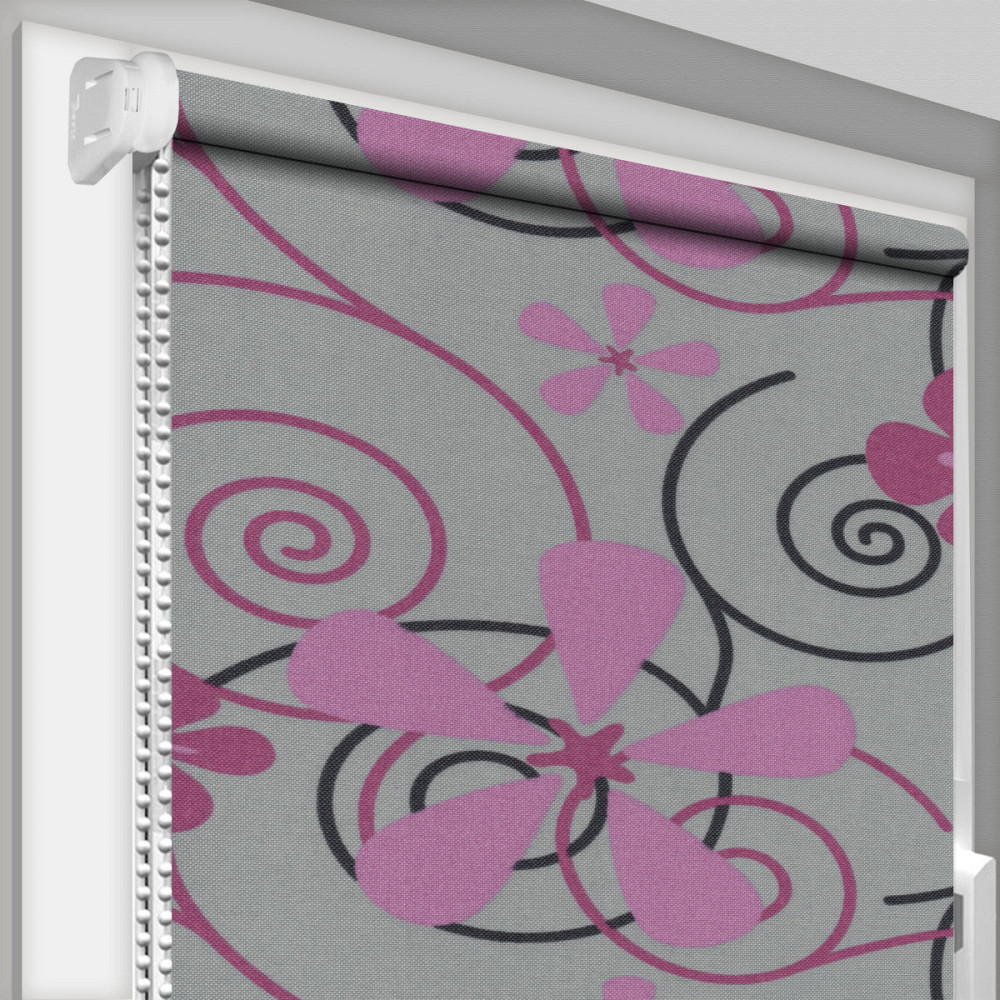 Рулонна штора Rolets Квіти 1-52363-375 37.5x170 см відкритого типу Сіро-рожева Київ - зображення 1