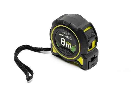 Рулетка WERTVOLL 8 м х 27 мм фиксатор полотна кнопка STOP покрытие TPR нейлоновое покрытие противоск Харків