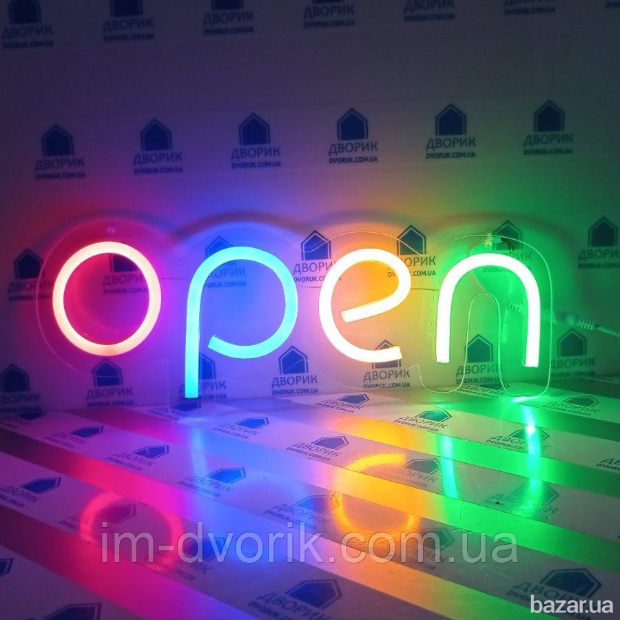 Неонова Led вивіска OPEN (відкрито) з кольоровими буквами 40х13 см зі зміною яскравості Киев - изображение 3