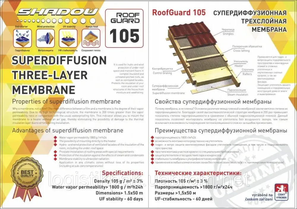 Гидроизоляционная мембрана|"Shadow"|105г/м² Харків - зображення 9