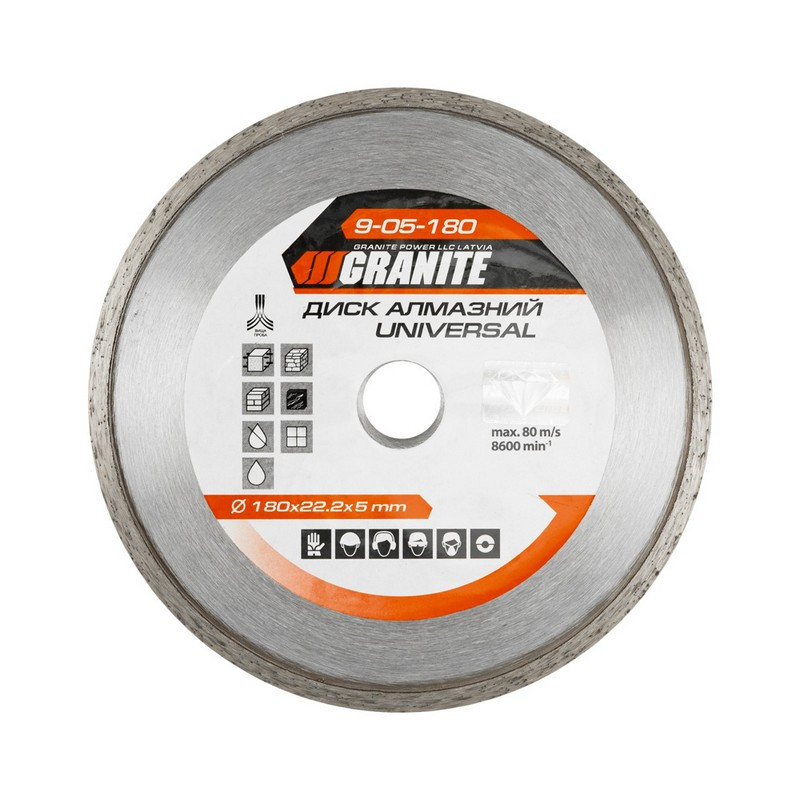 Диск алмазный GRANITE UNIVERSAL 180х2.4 мм 22-24% 8600 об/мин 9-05-180 Харьков - изображение 1