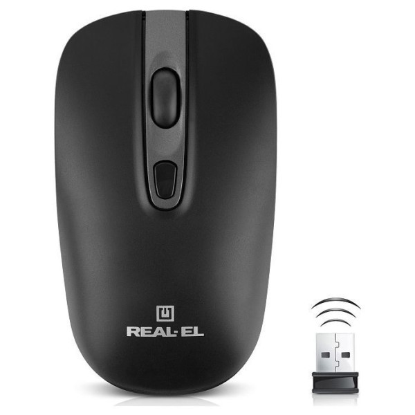Мишка REAL-EL RM-350 Wireless Black (EL123200043) Харків - зображення 1