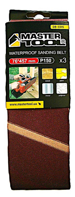 Лента шлифовальная MASTERTOOL зерно 150 76×457 мм 3 шт 08-3315 Харків - зображення 1